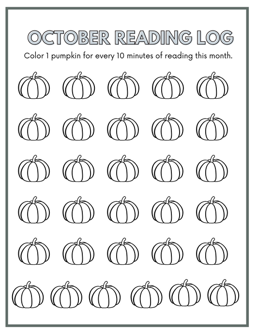 October Reading Log Printable