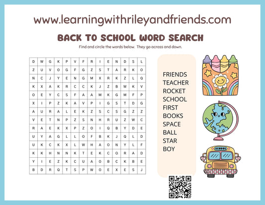Back to School Word Search